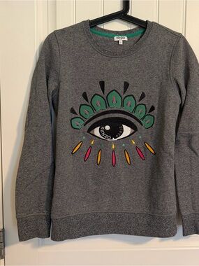 Excellent condition Kenzo Grey Crewneck Sweatshirt with Colorful Eye Motif